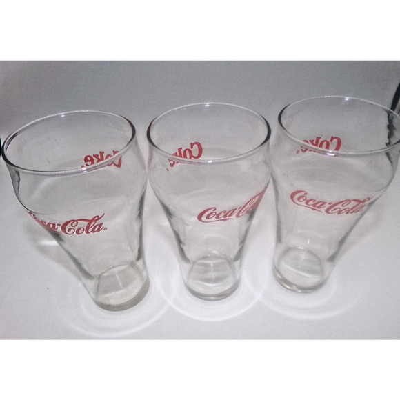 Vintage Coca-Cola Coke Soda Fountain Glass Red Double SIded Logo Red Letter Coke - Picture 2 of 16